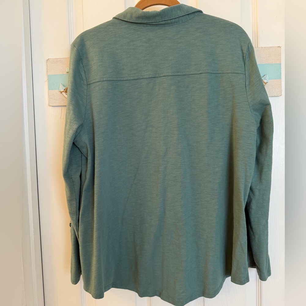 Croft & Barrow Green Knit Button Front Top Sz L - Picture 6 of 8